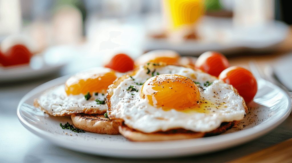 A variety of breakfast sides including crispy bacon, golden hash browns, and buttered toast on a white plate.