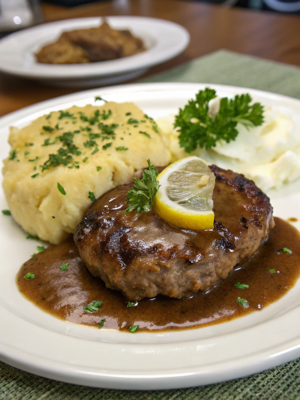 Salisbury steak with mashed potatoes