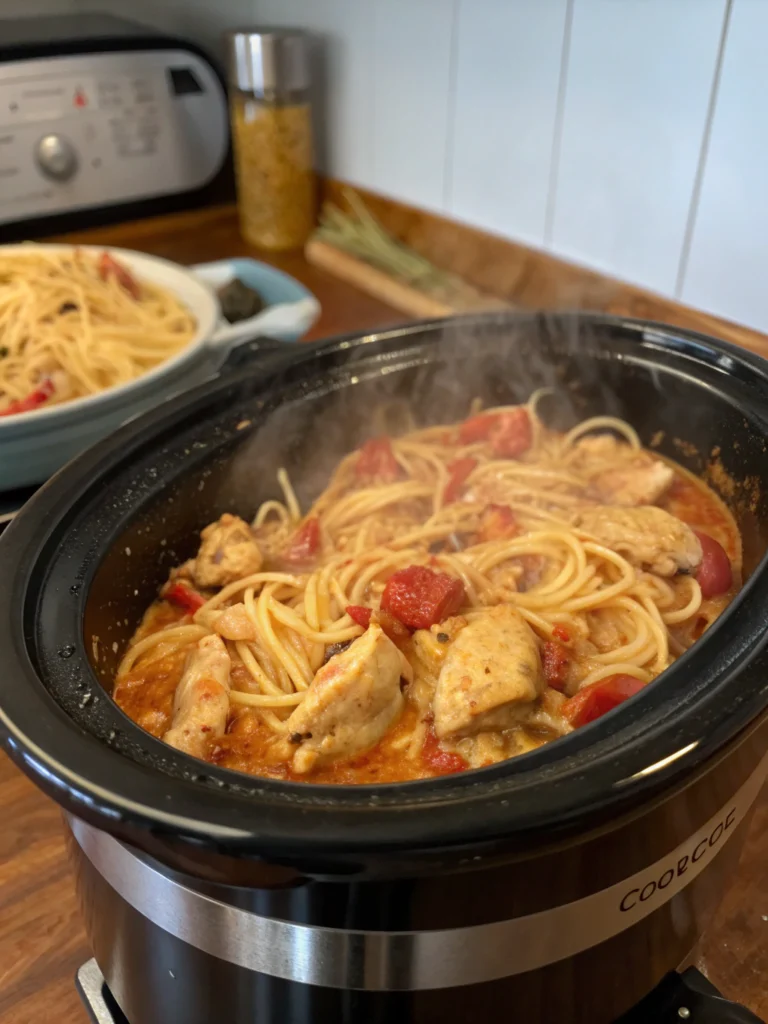 crockpot chicken spaghetti​