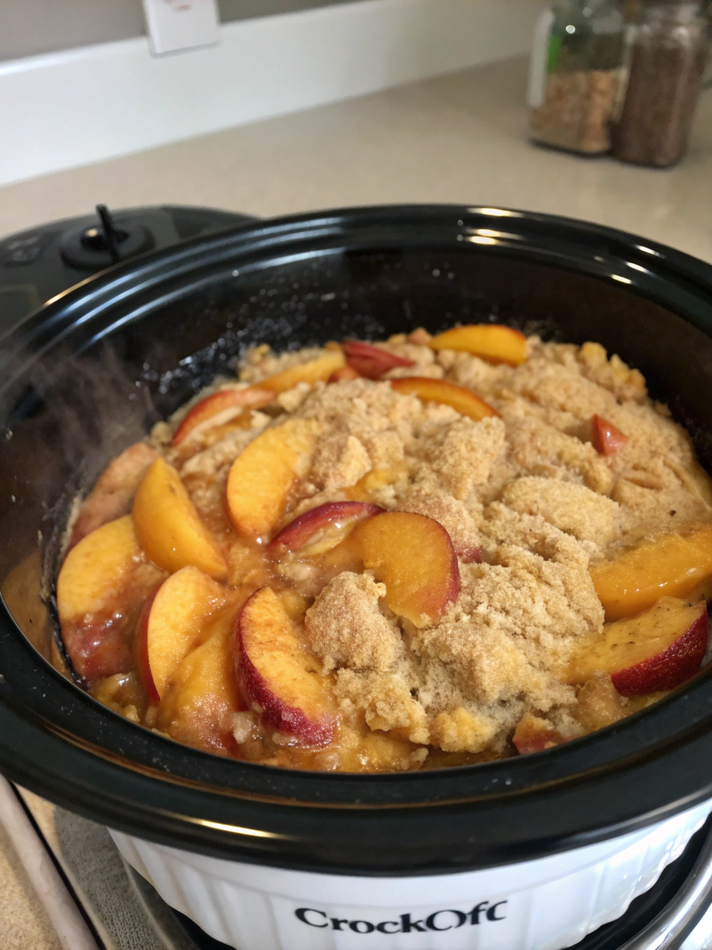 crockpot peach cobbler​