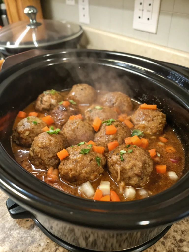 salisbury steak meatballs crockpot​